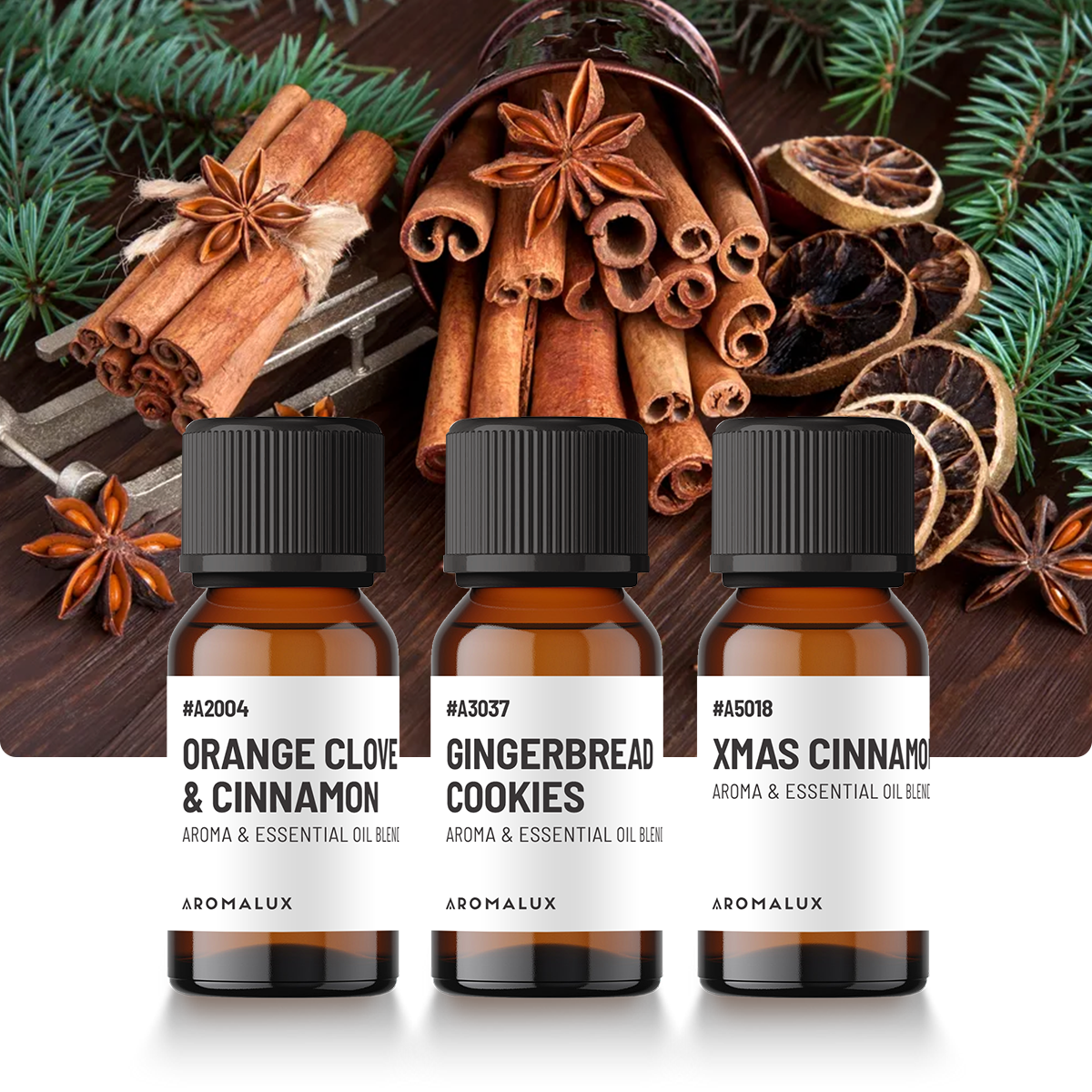 The Holiday Spice Diffuser Oil Bundle brings the magic of the season into your home with three cozy, festive scents