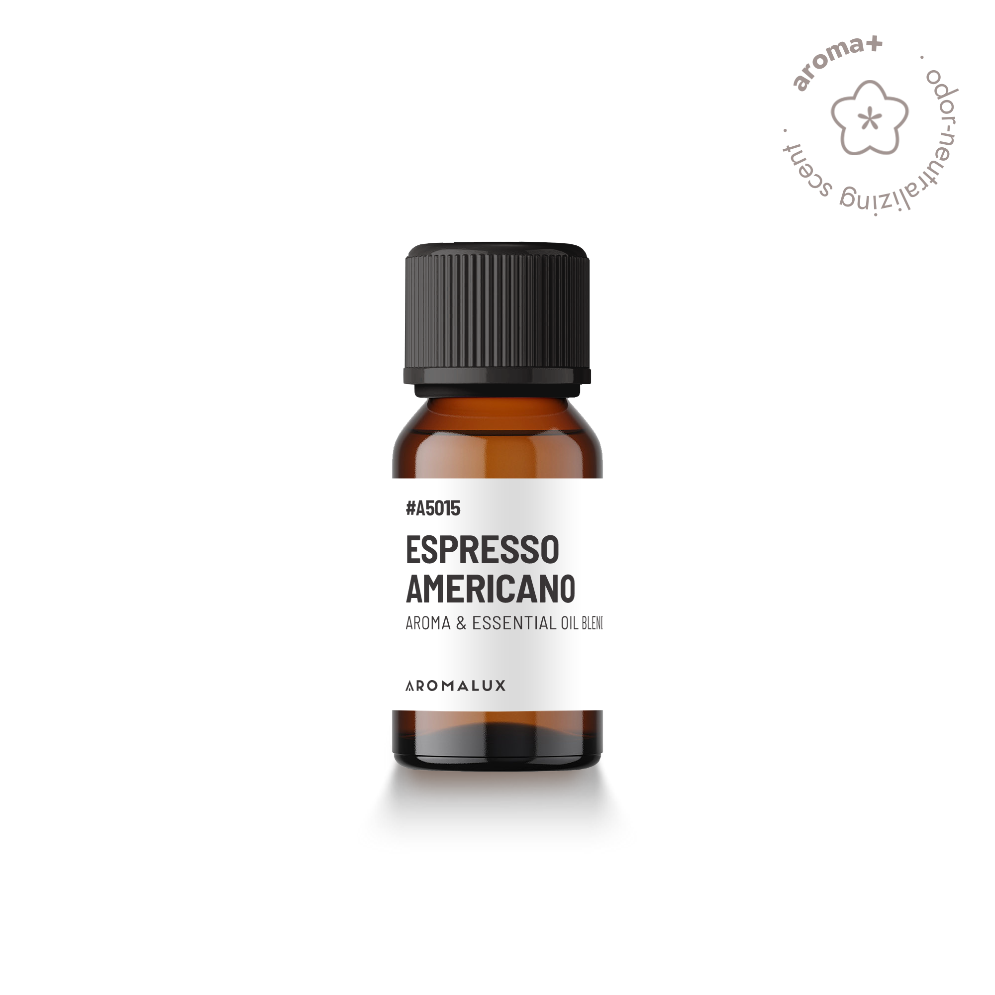 Aroma and essential oil bottle labeled 'Espresso Americano' by Aromalux on a white background